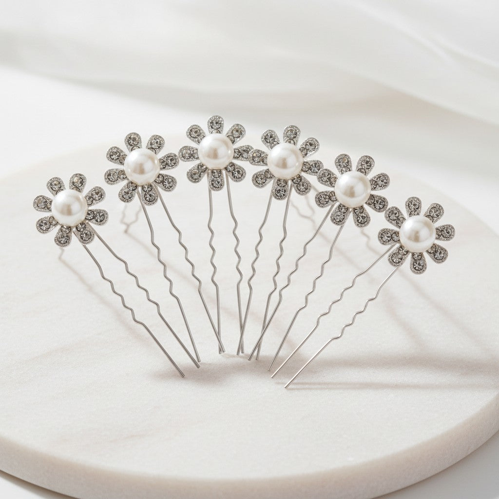 ATHENA COLLECTION - CRYSTAL FLOWER HAIR PINS - PIN 58