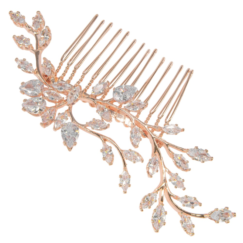 CUBIC ZIRCONIA COLLECTION - SPARKLE VINE COMB - HC244 ROSE GOLD