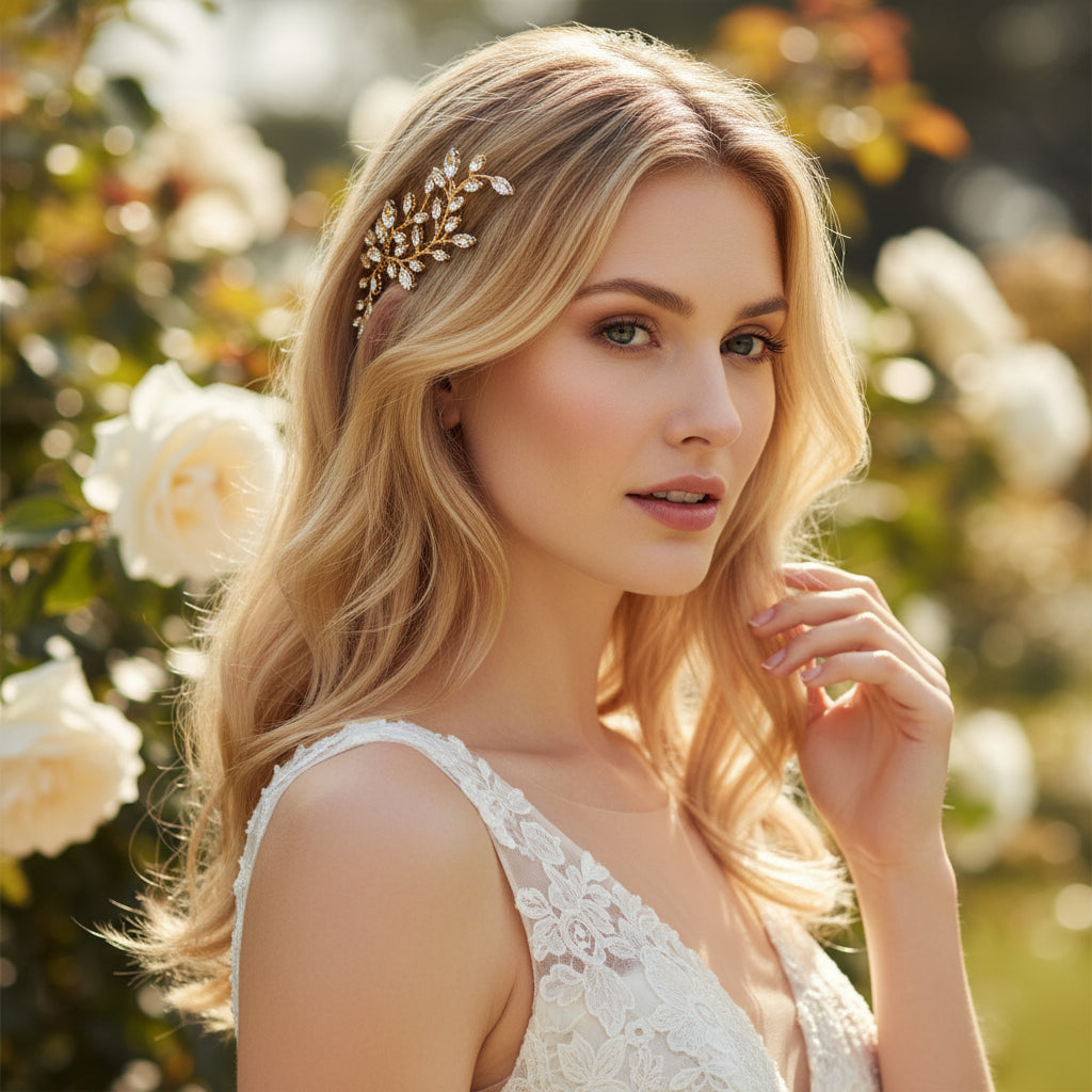 CUBIC ZIRCONIA COLLECTION - SPARKLE VINE COMB - HC244 ROSE GOLD