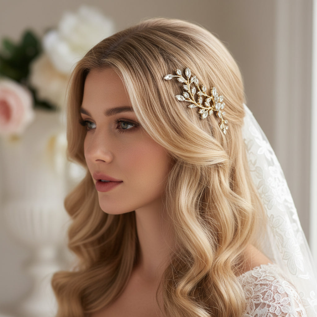 CUBIC ZIRCONIA COLLECTION - SPARKLE VINE COMB - HC244 ROSE GOLD