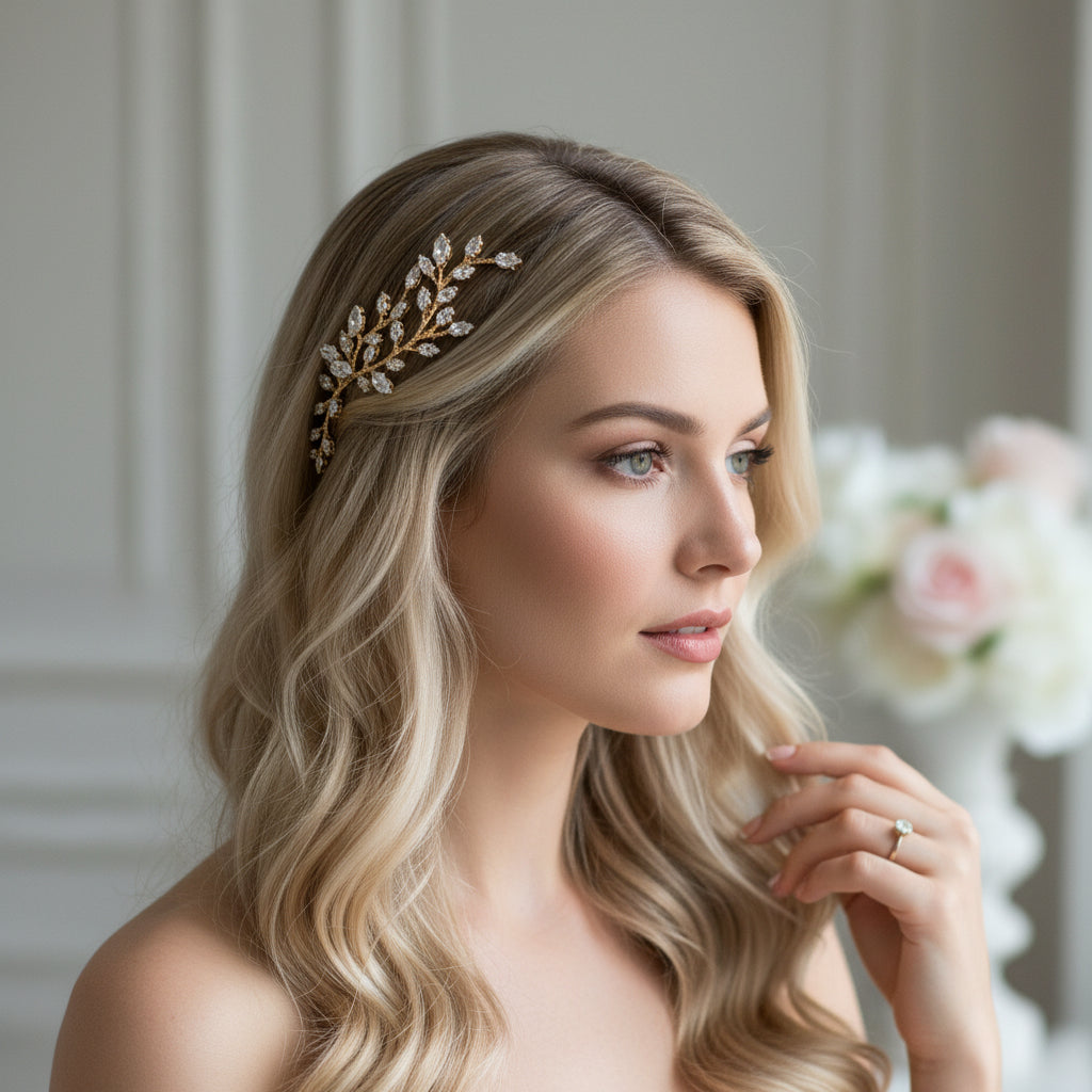CUBIC ZIRCONIA COLLECTION - SPARKLE VINE COMB - HC244 ROSE GOLD