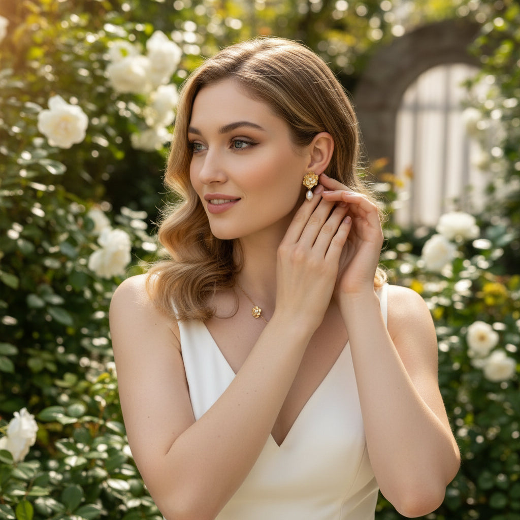 ATHENA COLLECTION - VINTAGE HEIRLOOM EARRINGS - CZER645 GOLD