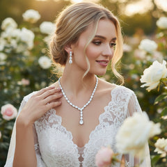 CUBIC ZIRCONIA COLLECTION - DAINTY DROP NECKLACE SET - CZNK160