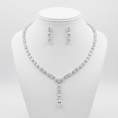 CUBIC ZIRCONIA COLLECTION - DAINTY DROP NECKLACE SET - CZNK160