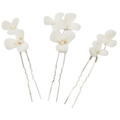 ATHENA COLLECTION - CHIC FLOWER HAIR PIN SET - PIN62 SILVER