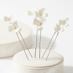 ATHENA COLLECTION - CHIC FLOWER HAIR PIN SET - PIN62 SILVER