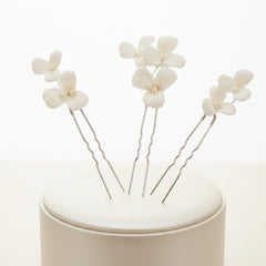 ATHENA COLLECTION - CHIC FLOWER HAIR PIN SET - PIN62 SILVER