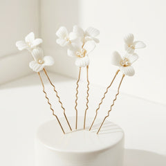 ATHENA COLLECTION - CHIC FLOWER HAIR PIN SET - PIN62 GOLD