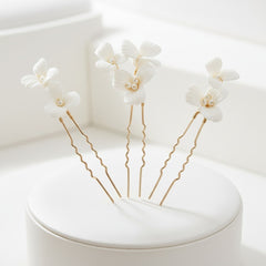 ATHENA COLLECTION - CHIC FLOWER HAIR PIN SET - PIN62 GOLD