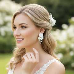 ATHENA COLLECTION - EXQUISITE FLOWER EARRINGS - CZER649 - SILVER