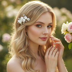 ATHENA COLLECTION - FLORAL ROSE BUD COMB - HC246 SILVER