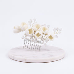 ATHENA COLLECTION - FLORAL ROSE BUD COMB - HC246 SILVER