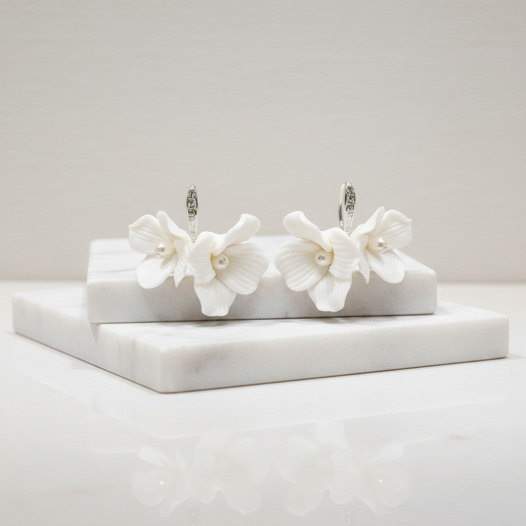 ATHENA COLLECTION - DECADENT FLOWER EARRINGS - CZER652 SILVER