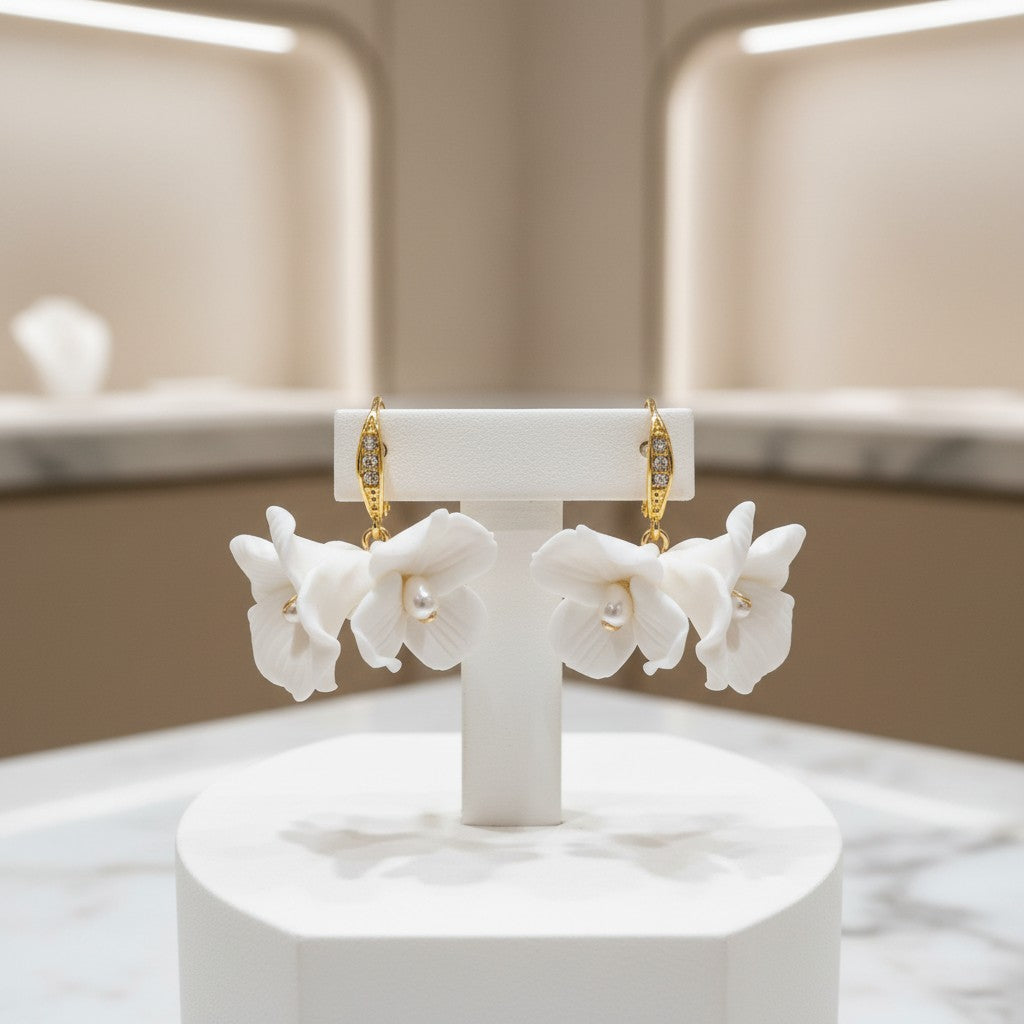 ATHENA COLLECTION - DECADENT FLOWER EARRINGS - CZER652 GOLD