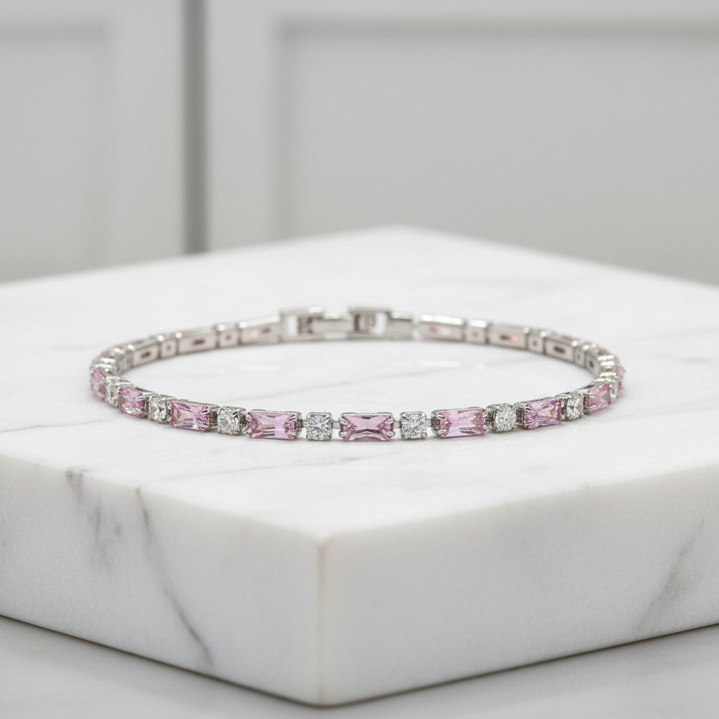 CUBIC ZIRCONIA COLLECTION - SIMPLY SPARKLE BRACELET - BR135 PINK BLUSH