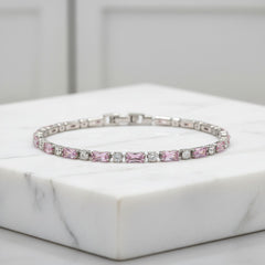 CUBIC ZIRCONIA COLLECTION - SIMPLY SPARKLE BRACELET - BR135 PINK BLUSH