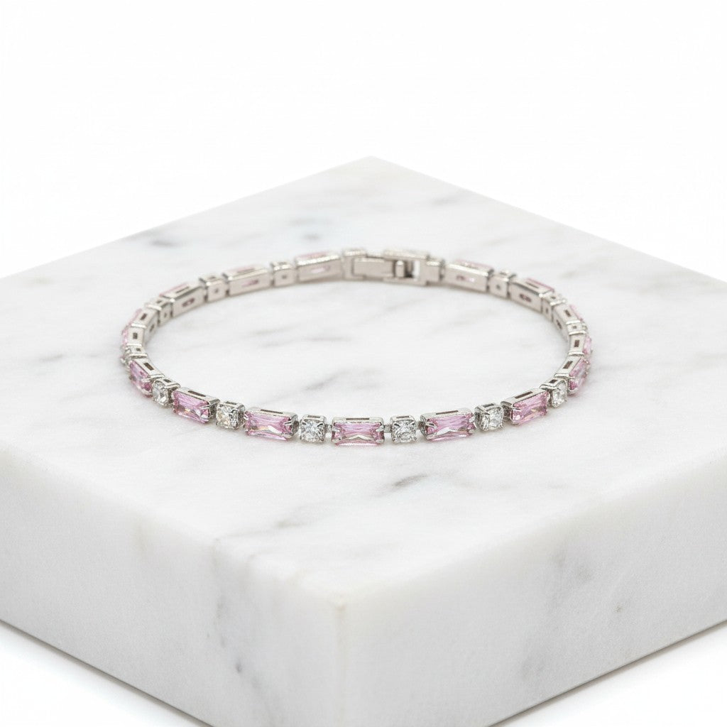 CUBIC ZIRCONIA COLLECTION - SIMPLY SPARKLE BRACELET - BR135 PINK BLUSH