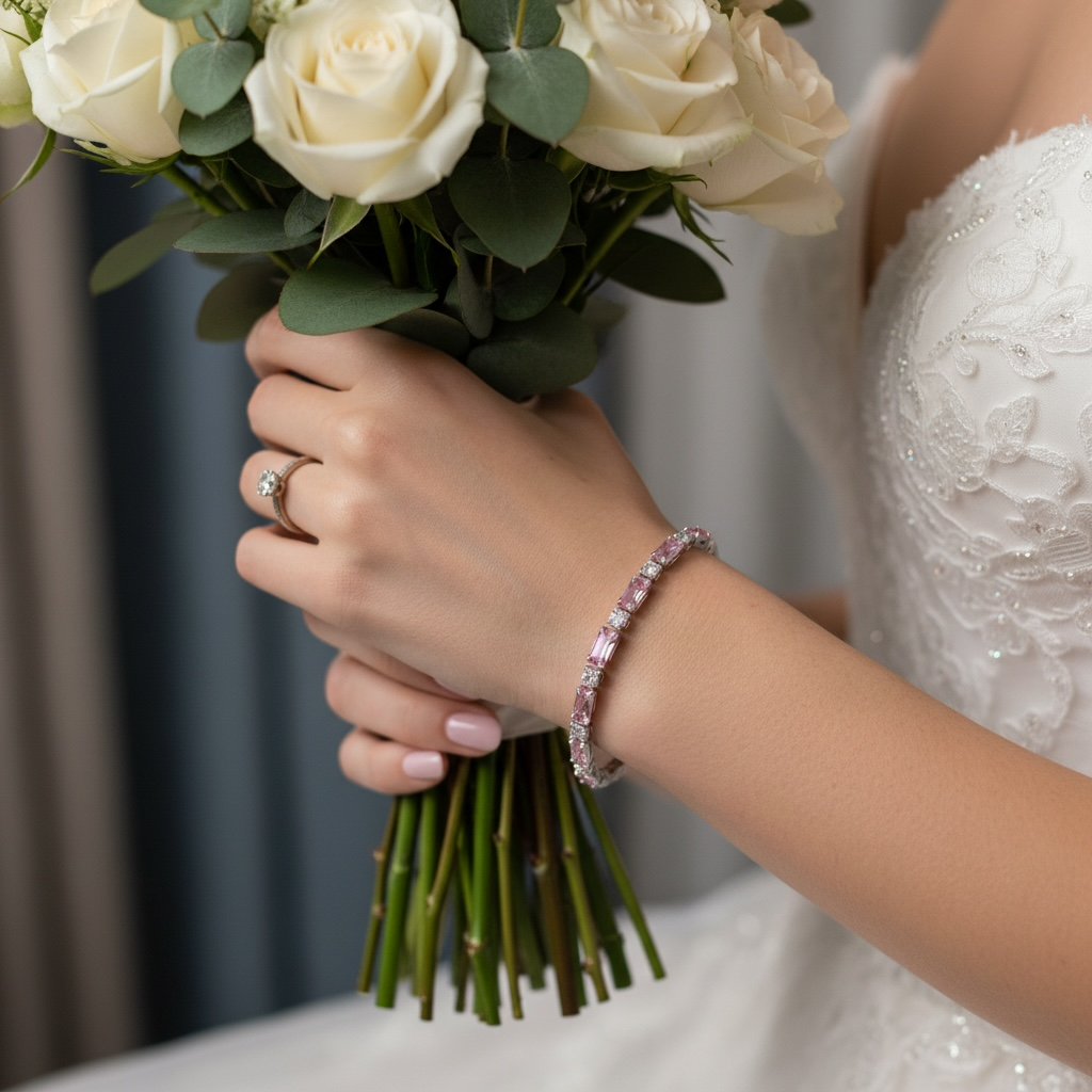 CUBIC ZIRCONIA COLLECTION - SIMPLY SPARKLE BRACELET - BR135 PINK BLUSH