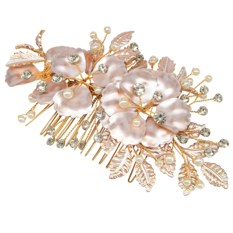 ATHENA COLLECTION - PINK BLUSH HAIR COMB - HC248