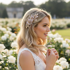ATHENA COLLECTION - PINK BLUSH HAIR COMB - HC248