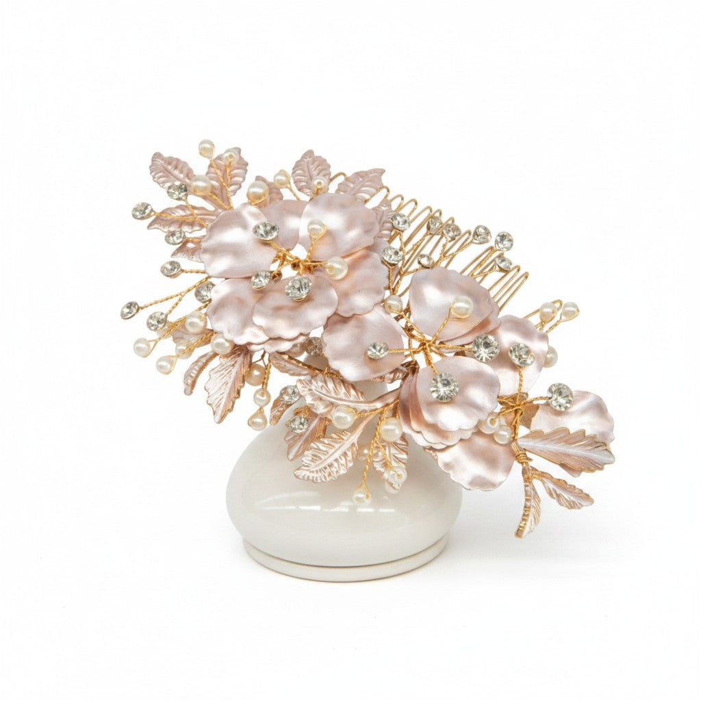 ATHENA COLLECTION - PINK BLUSH HAIR COMB - HC248