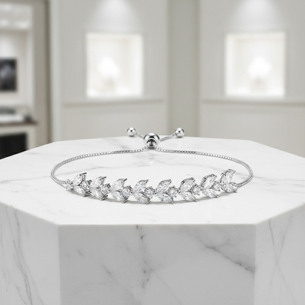 CUBIC ZIRCONIA COLLECTION - SIMULATED DIAMOND BRACELET - CZBR137 SILVER