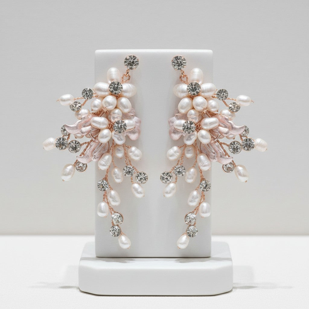 ATHENA COLLECTION - STARLET PEARL EARRINGS - BLUSH PINK CZER653