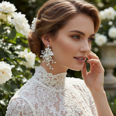 ATHENA COLLECTION - STARLET PEARL EARRINGS -  CZER653 SILVER