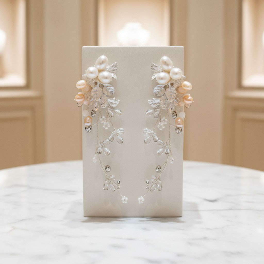 ATHENA COLLECTION - CASCADE OF PEARL EARRINGS - CZER654