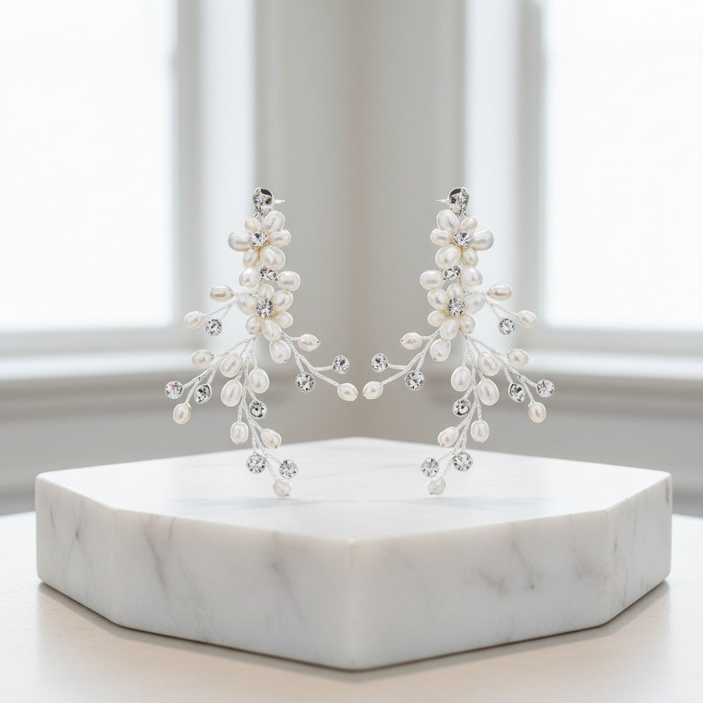 ATHENA COLLECTION - PEARL EXTRAVAGANCE EARRINGS - CZER656 SILVER