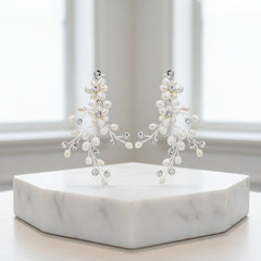 ATHENA COLLECTION - PEARL EXTRAVAGANCE EARRINGS - CZER656 SILVER