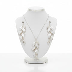 ATHENA COLLECTION - DIVINE LEAF NECKLACE SET  - CZNK163 SILVER