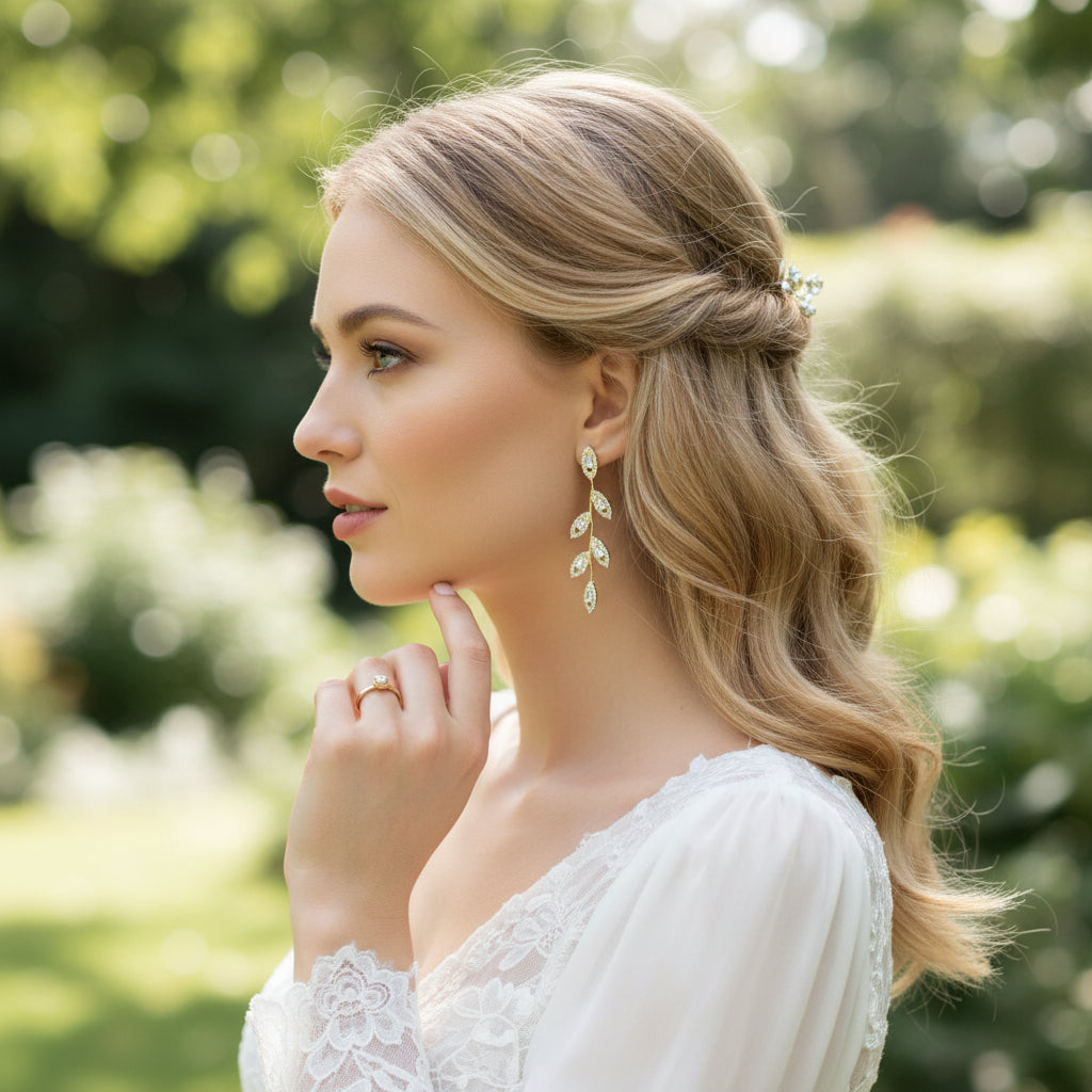 ATHENA COLLECTION - SPARKLY VINE EARRINGS - CZER657 GOLD