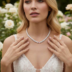 CUBIC ZIRCONIA COLLECTION - LUXE HEART NECKLACE - CZNK238 BLUSH PINK