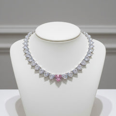 CUBIC ZIRCONIA COLLECTION - LUXE HEART NECKLACE - CZNK238 BLUSH PINK