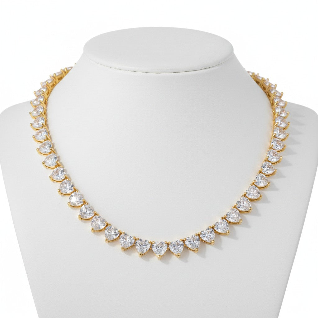 CUBIC ZIRCONIA COLLECTION - LUXE HEART NECKLACE - CZNK238 GOLD
