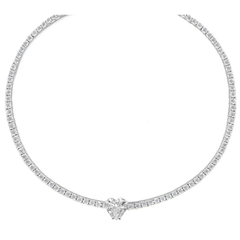 CUBIC ZIRCONIA COLLECTION - ALLURE HEART NECKLACE SET - CZNK245 SILVER