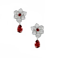 CUBIC ZIRCONIA COLLECTION - VINTAGE INSPIRED NECKLACE SET - CZNK246 RED
