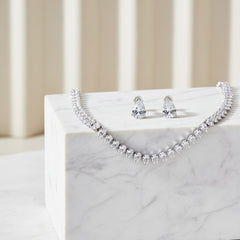 CUBIC ZIRCONIA COLLECTION - TIMELESS ELEGANCE SET - CZNK247 SILVER