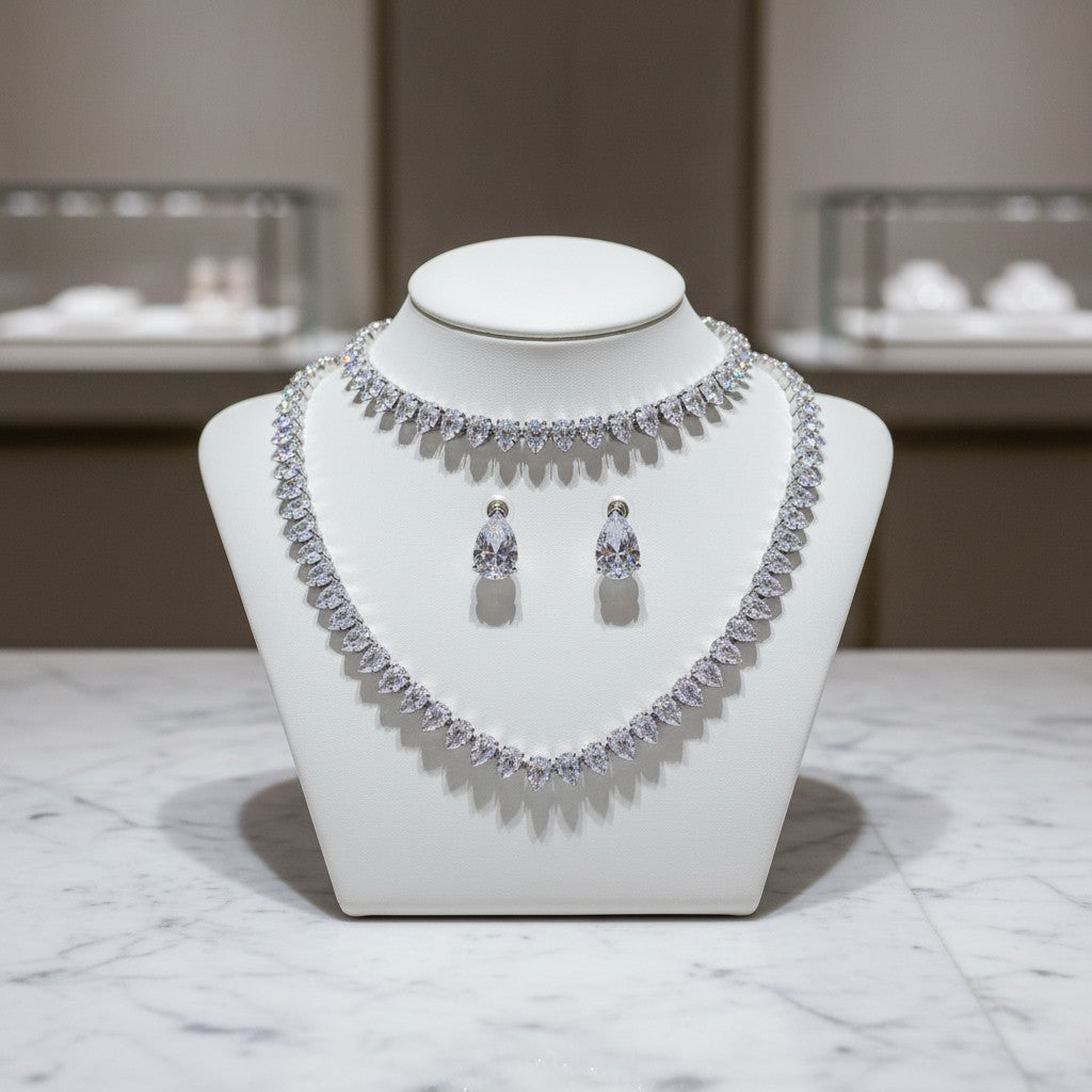 CUBIC ZIRCONIA COLLECTION - TIMELESS ELEGANCE SET - CZNK247 SILVER