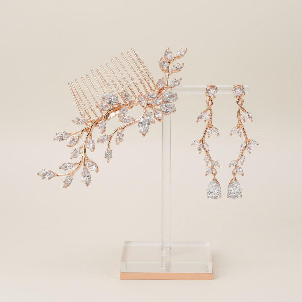 CUBIC ZIRCONIA COLLECTION - CAPTIVATING VINE SET - ROSE GOLD