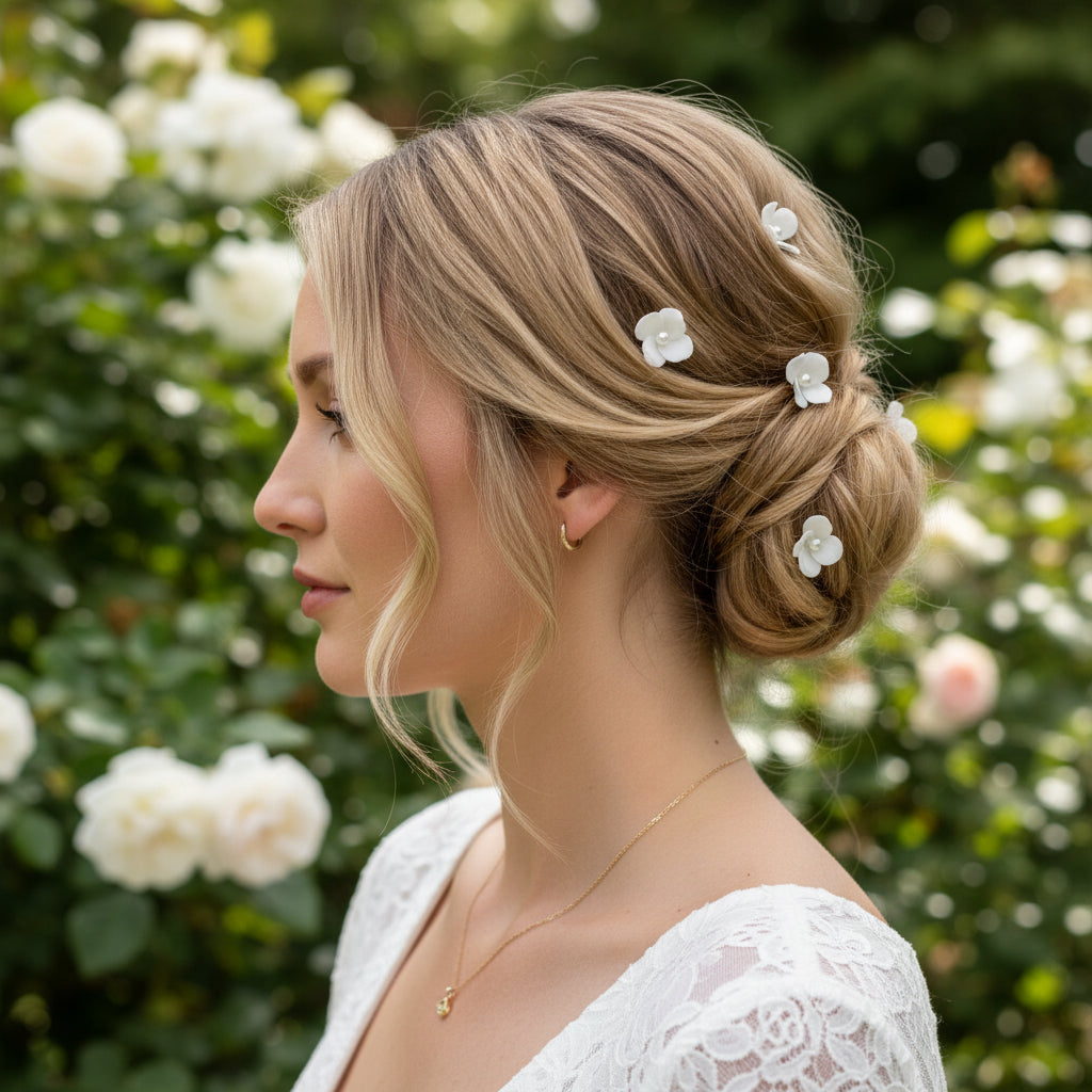 ATHENA COLLECTION - CHIC FLOWER HAIR PINS - (6 PIECES) -PIN63 GOLD
