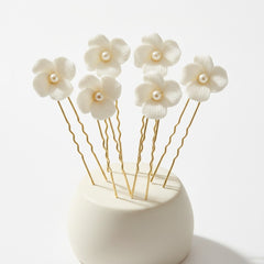 ATHENA COLLECTION - CHIC FLOWER HAIR PINS - (6 PIECES) -PIN63 GOLD