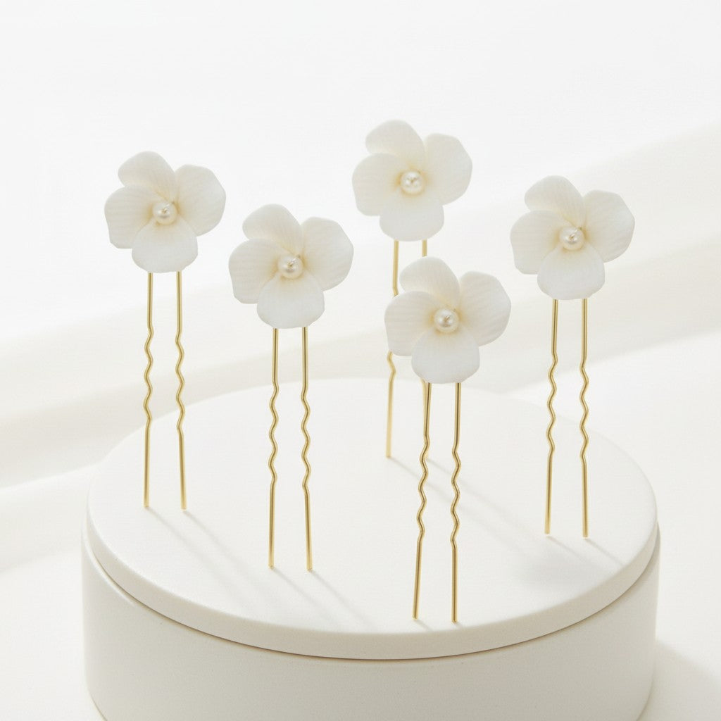 ATHENA COLLECTION - CHIC FLOWER HAIR PINS - (6 PIECES) -PIN63 GOLD