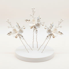 ATHENA COLLECTION - ELEGANCE HAIR PIN SET (THREE PIECES) - PIN 78 SILVER