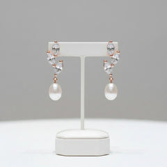 CUBIC ZIRCONIA COLLECTION - PRECIOUS PEARL EARRINGS - CZER736 ROSE GOLD