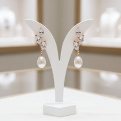 CUBIC ZIRCONIA COLLECTION - PRECIOUS PEARL EARRINGS - CZER736 ROSE GOLD