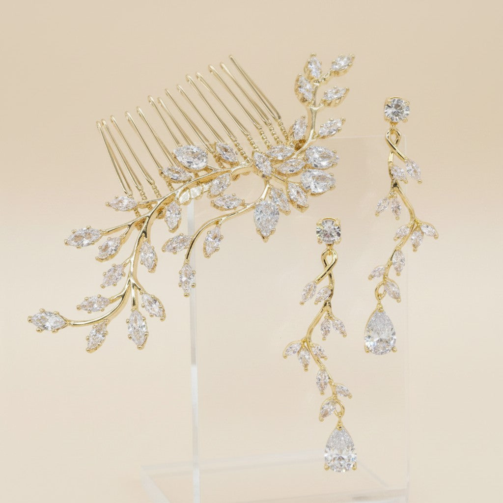 CUBIC ZIRCONIA COLLECTION - CAPTIVATING VINE SET - GOLD