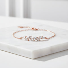 CUBIC ZIRCONIA COLLECTION - DAINTY ELEGANCE BRACELET - CZBR154 ROSE GOLD