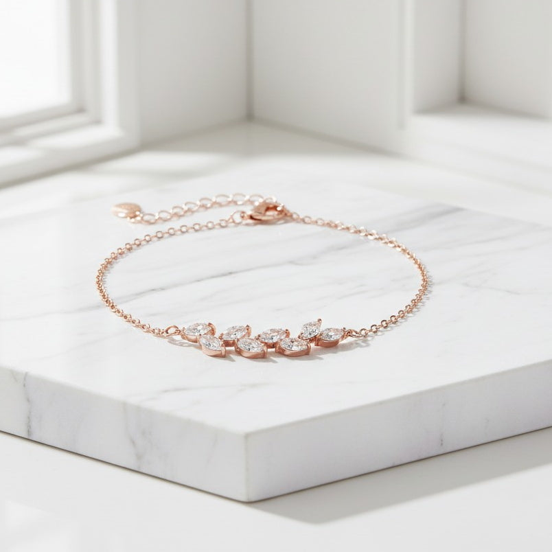 CUBIC ZIRCONIA COLLECTION - DAINTY ELEGANCE BRACELET - CZBR154 ROSE GOLD